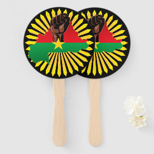 Burkina Faso Map, Flag and Revolution Fist Hand Fan