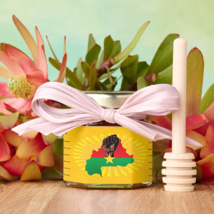 Burkina Faso Map, Flag and Revolution Fist Honey Jar Favors