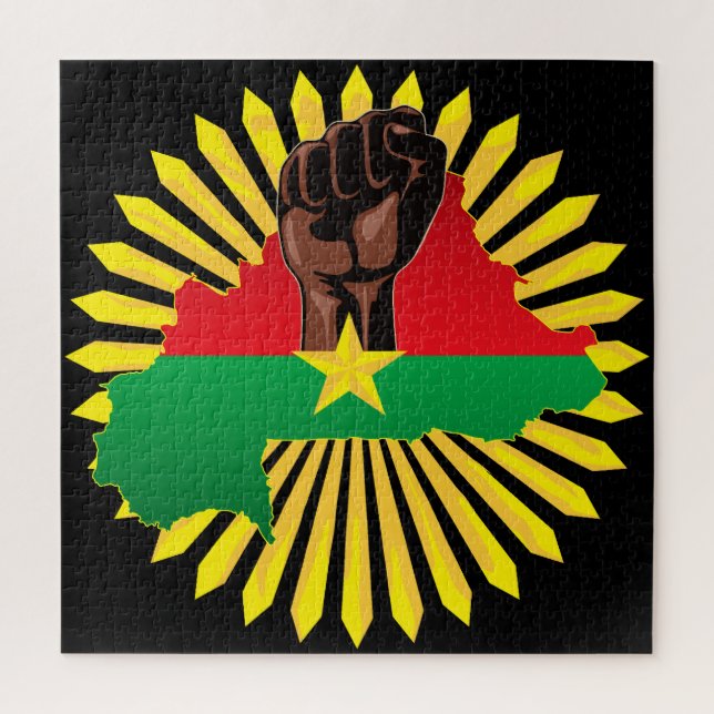 Burkina Faso Map, Flag and Revolution Fist Jigsaw Puzzle (Vertical)
