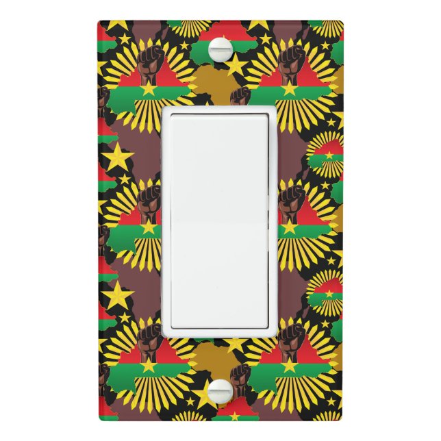 Burkina Faso Map, Flag and Revolution Fist Light Switch Cover (In Situ)