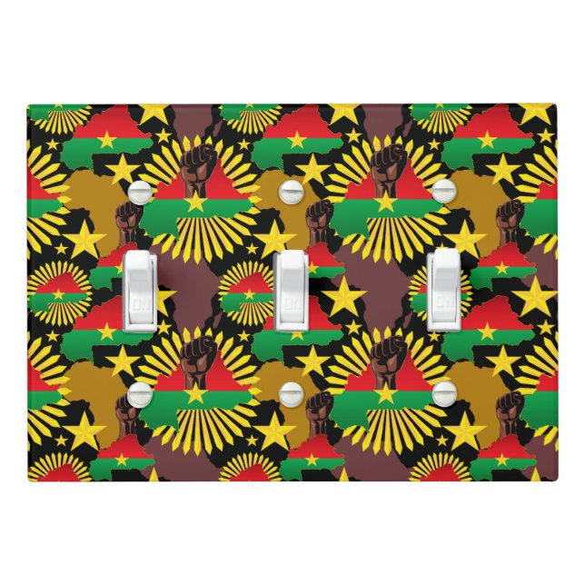 Burkina Faso Map, Flag and Revolution Fist Light Switch Cover (In Situ)
