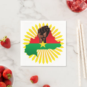 Burkina Faso Map, Flag and Revolution Fist Napkins