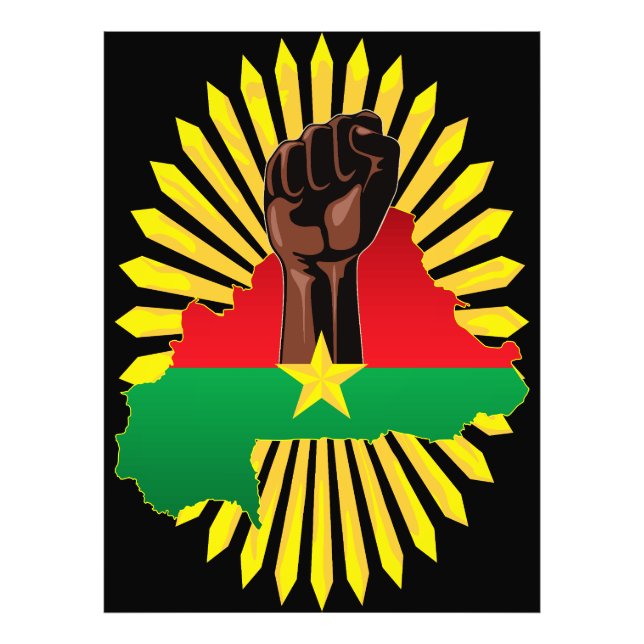 Burkina Faso Map, Flag and Revolution Fist Photo Print (Front)