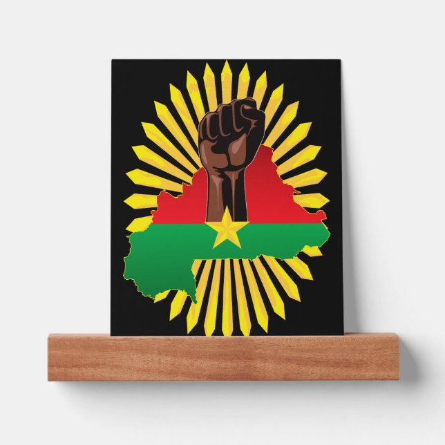 Burkina Faso Map, Flag and Revolution Fist Picture Ledge (Front)