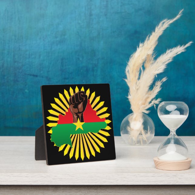 Burkina Faso Map, Flag and Revolution Fist Plaque (Insitu)