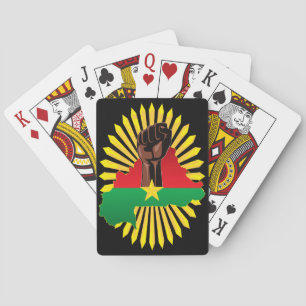 Burkina Faso Map, Flag and Revolution Fist Poker Cards