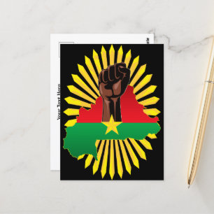 Burkina Faso Map, Flag and Revolution Fist Postcard