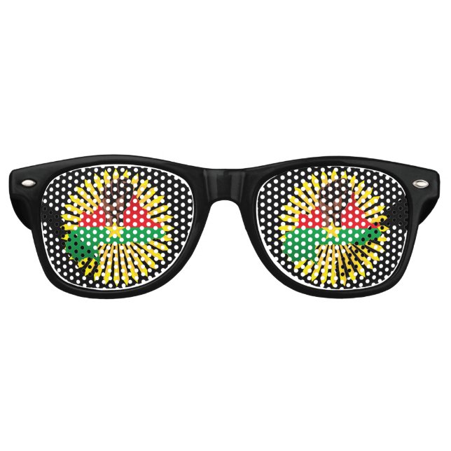 Burkina Faso Map, Flag and Revolution Fist Retro Sunglasses (Front)