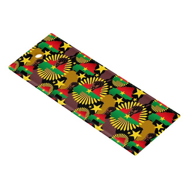 Burkina Faso Map, Flag and Revolution Fist Ruler (Angled)