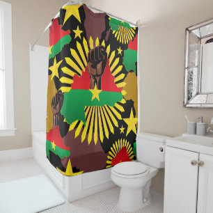 Burkina Faso Map, Flag and Revolution Fist Shower Curtain