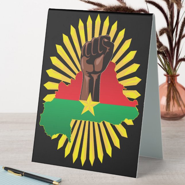 Burkina Faso Map, Flag and Revolution Fist Table Tent (In SItu (Table))