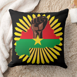 Burkina Faso Map, Flag and Revolution Fist Throw Pillow