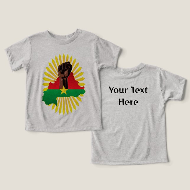 Burkina Faso Map, Flag and Revolution Fist Toddler T-shirt (Design Front & Back)