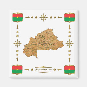 Burkina Faso Map + Flags Magnet