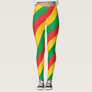 Burkina Faso National Flag Colors Diagonal Leggings