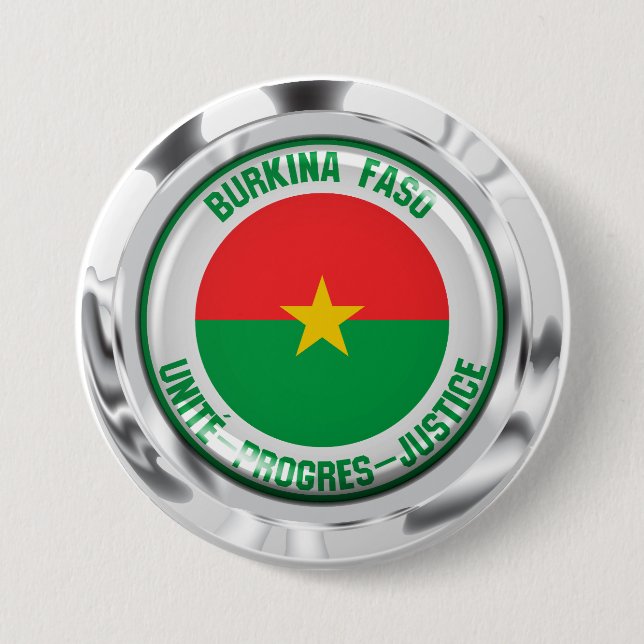 Burkina Faso Round Emblem Button (Front)