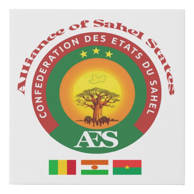 Burkina Mali and Niger, Alliance of Sahel States Faux Canvas Print (Front)