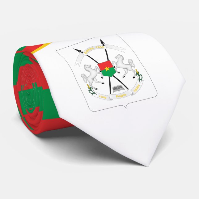 Burkinabé Flag & Coat of Arms, Burkina Faso Neck Tie (Rolled)