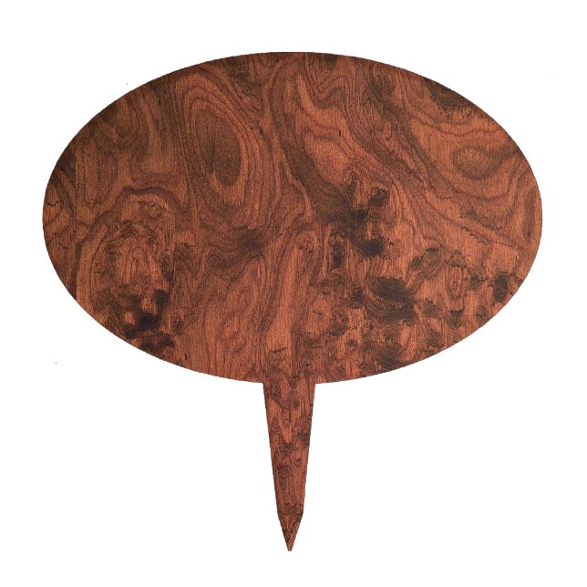 Burl Mahogany Wood Texture Cake Topper (Front)