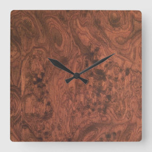 Burl Mahogany Wood Texture Square Wall Clock