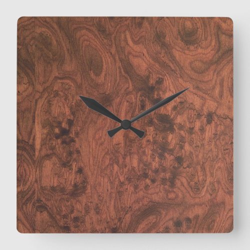 Burl Mahogany Wood Texture Square Wall Clock