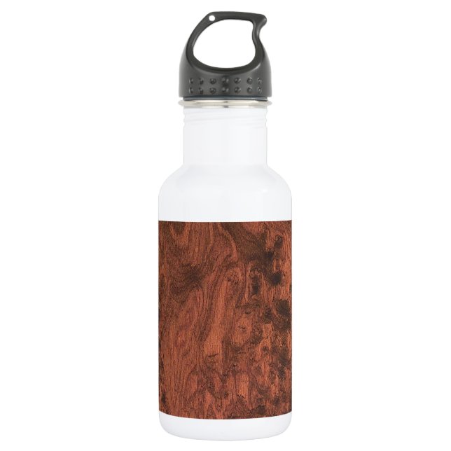 Burl Mahogany Wood Texture Water Bottle (Front)
