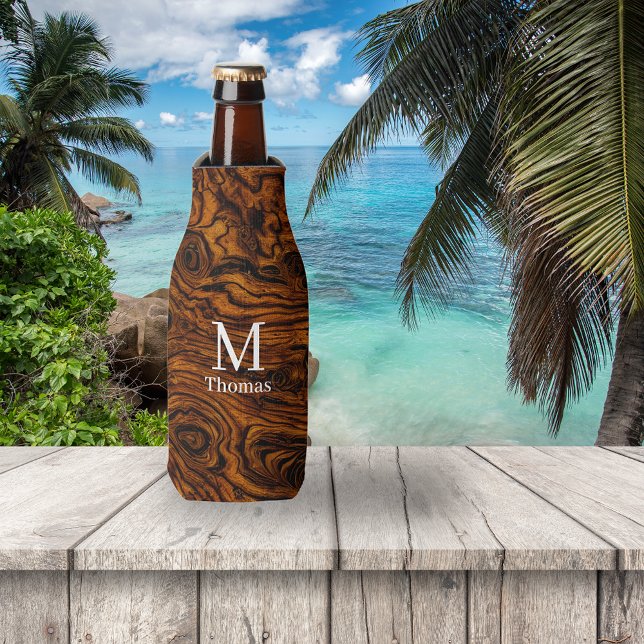 Burl Wood Monogrammed Bottle Cooler (Creator Uploaded)