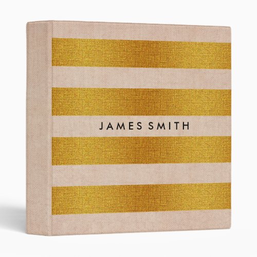 Burla  And Gold Glitter Badge Striped Personalized 3 Ring Binder