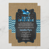 Burlap Airplanes Boy baby sprinkle invite (Front/Back)