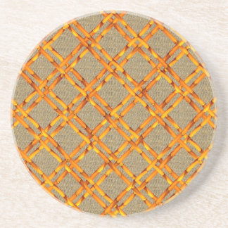 BURLAP-AND-BAMBOO SANDSTONE COASTER