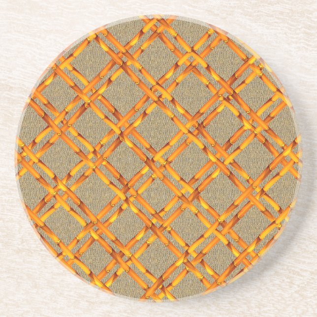 BURLAP-AND-BAMBOO SANDSTONE COASTER (Front)