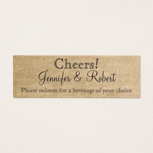 Burlap and Birch Posh Wedding Drink Tickets Business Cards