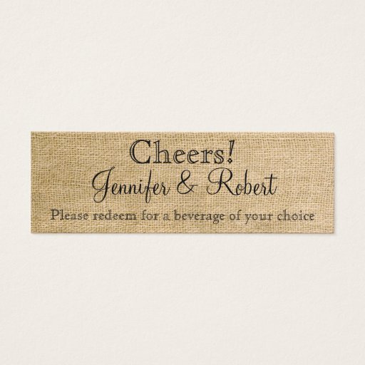 Customizable Burlap and Birch Posh Wedding Drink Tickets Business Cards