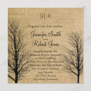 Burlap and Birch Posh Wedding Invitation