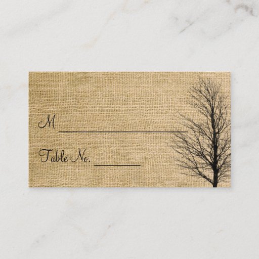 Customizable Burlap and Birch Posh Wedding Place Cards Business Card Template