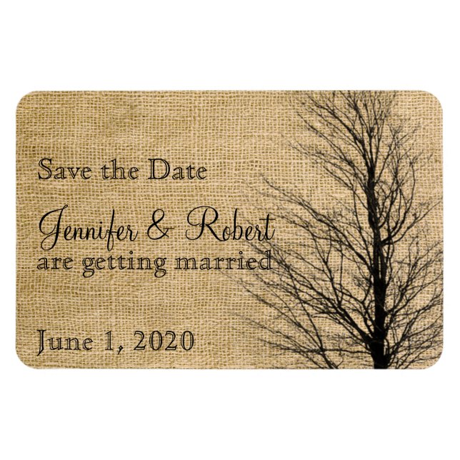 Burlap and Birch Posh Wedding Save the Date Magnet (Horizontal)