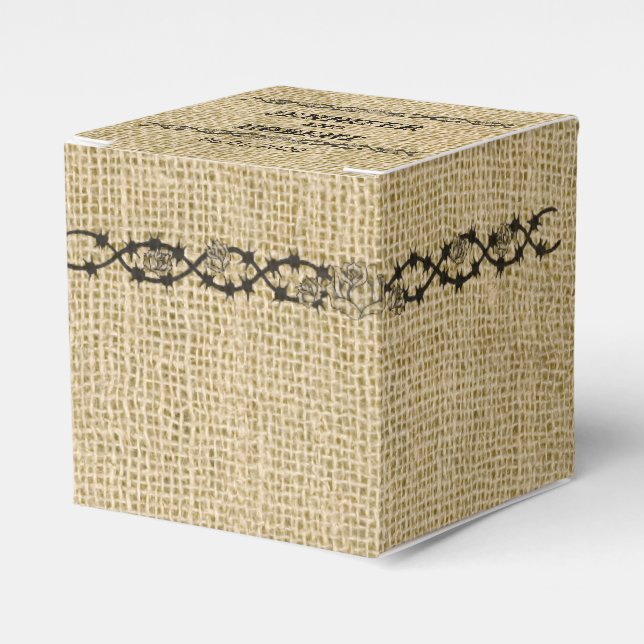Burlap and Birch Wedding Favor Box (Front Side)