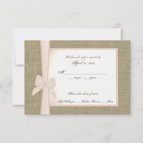 Burlap and Blush Bow Response Card