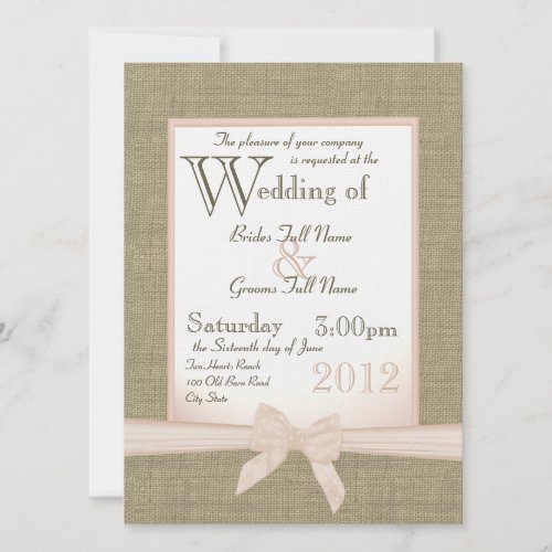 Burlap and Bow Blush Country Wedding Custom Announcements