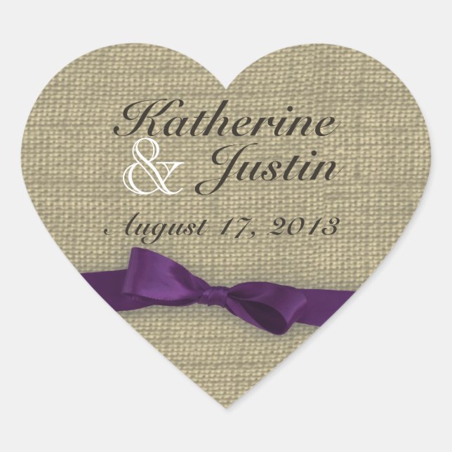 Burlap and Bow Heart Heart Sticker (Front)