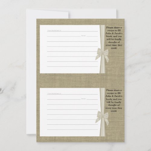 Burlap and Bow Recipe Cards