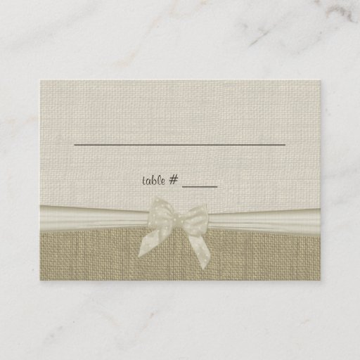 Customizable Burlap and Bow Rustic Country Seating Card Business Card