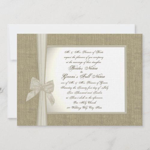 Burlap and Bow Rustic Wedding Announcements