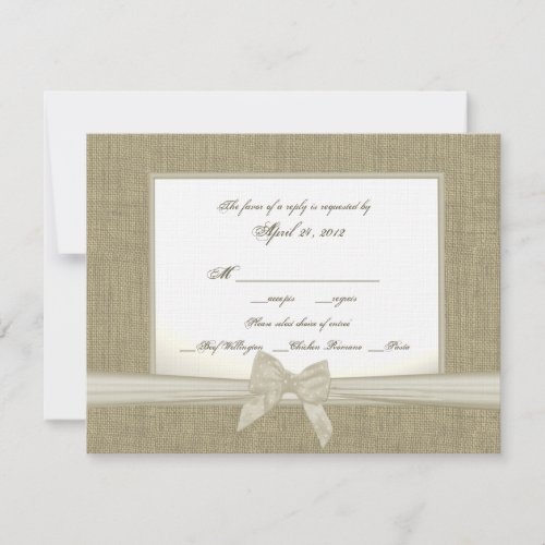 Burlap and Bow Rustic Wedding RSVP