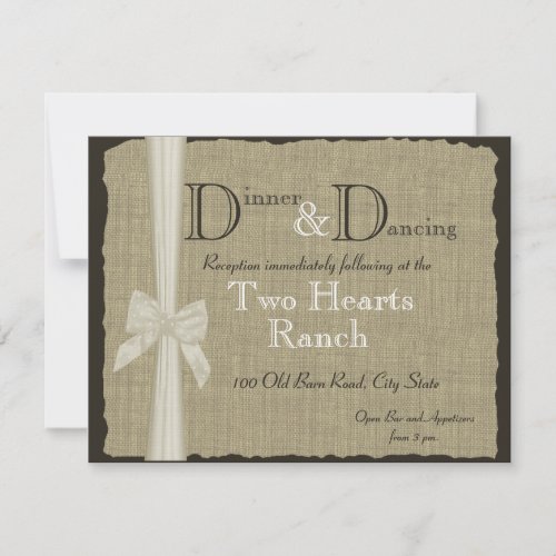 Burlap and Bow Wedding Rustic Reception Custom Announcement