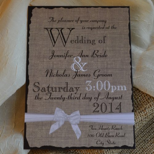 Burlap and Bows Rustic Wedding Personalized Announcement