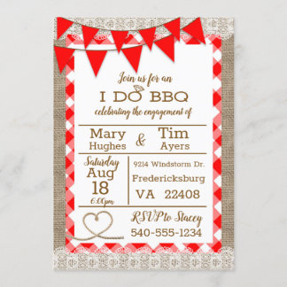 Burlap and Gingham I Do BBQ Invitation