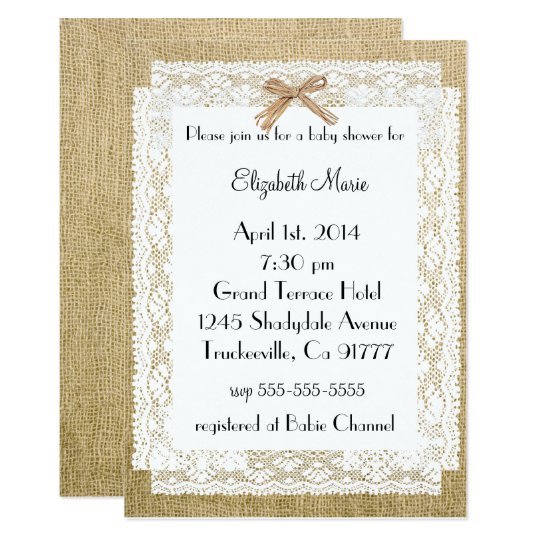 Burlap and Lace-Baby Shower Invitation | Zazzle.com