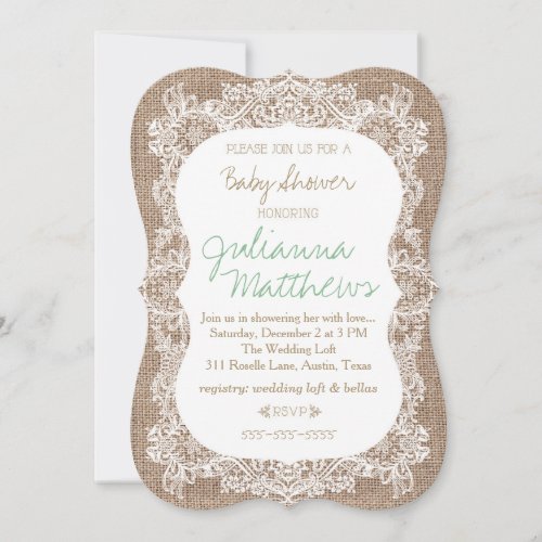 Burlap and Lace Baby Shower Invitation