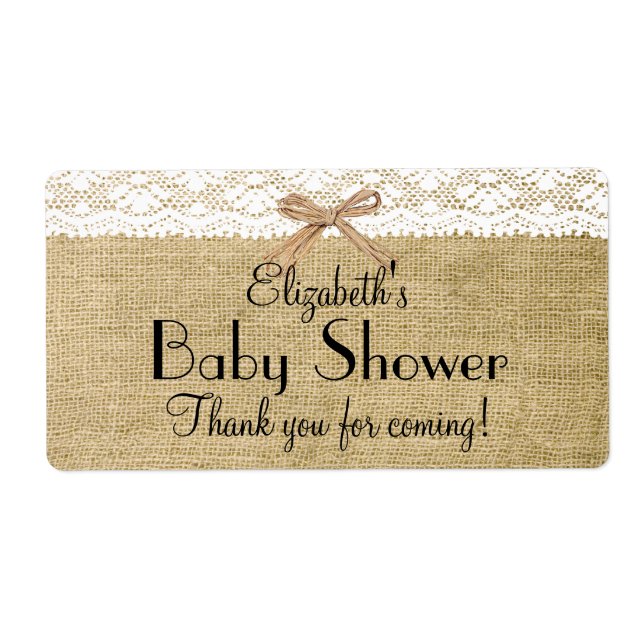 Burlap and Lace Baby Shower-Thank You Label (Front)